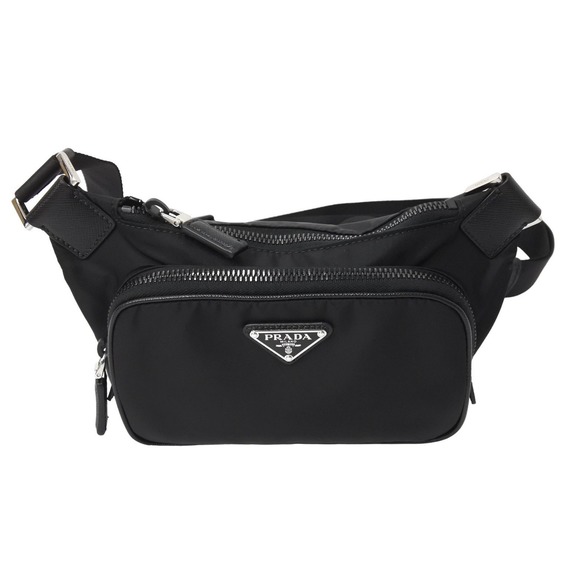 Prada Re-Nylon x Saffiano Leather Shoulder Bag Black - Picture 2 of 8
